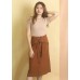 Button-Through Front Belt Tie Skirt